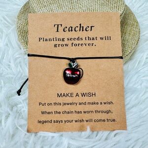 Teacher Bracelet Make A Wish Apple Charm Teach Unisex back to school grad gift